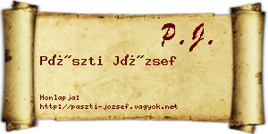 Pászti József névjegykártya